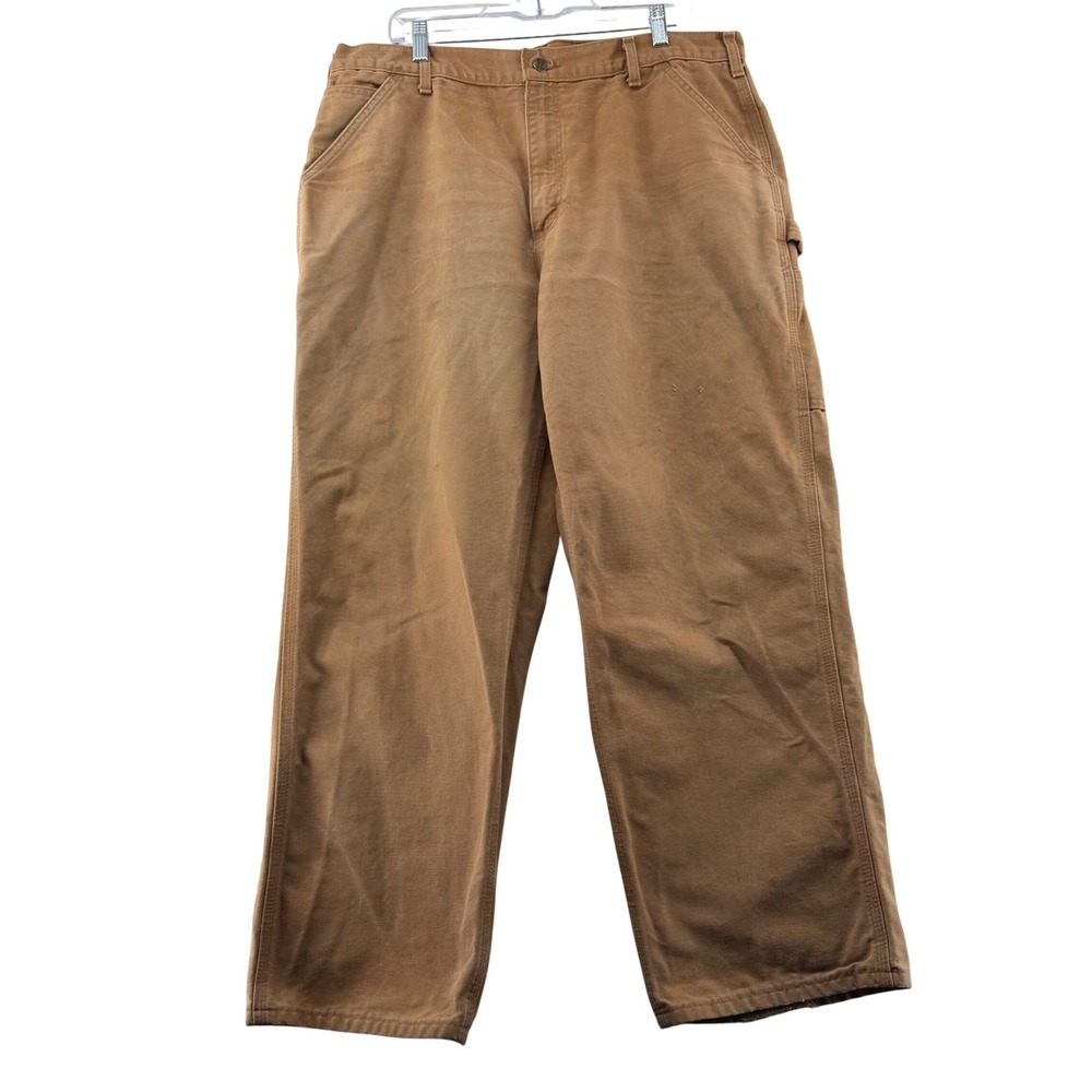 Carhartt Dungaree Fit Duck Canvas Carpenter Pants Mens 38x30 Brown Workwear